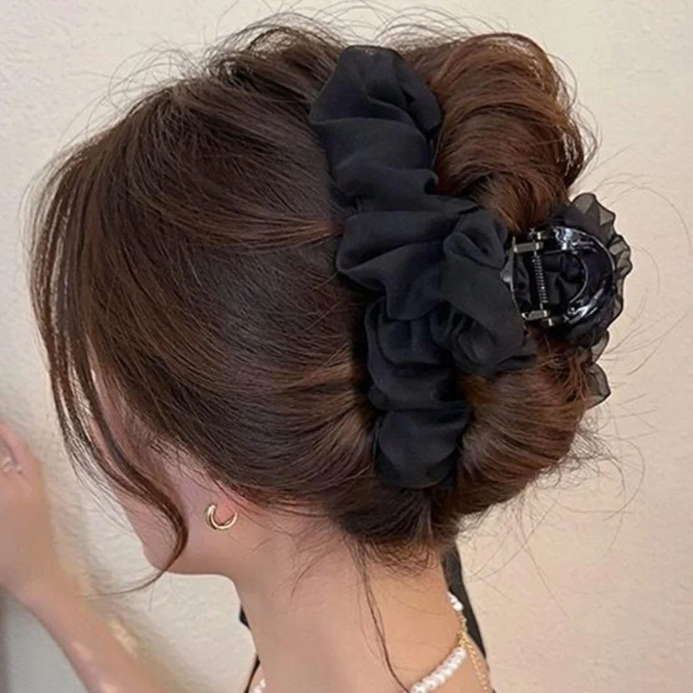 Ruched Mesh Large Hair Claw